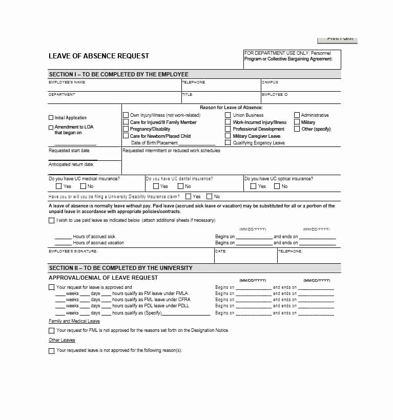 Leave Of Absence forms Template Elegant 45 Free Leave Of Absence Letters and forms Template Lab