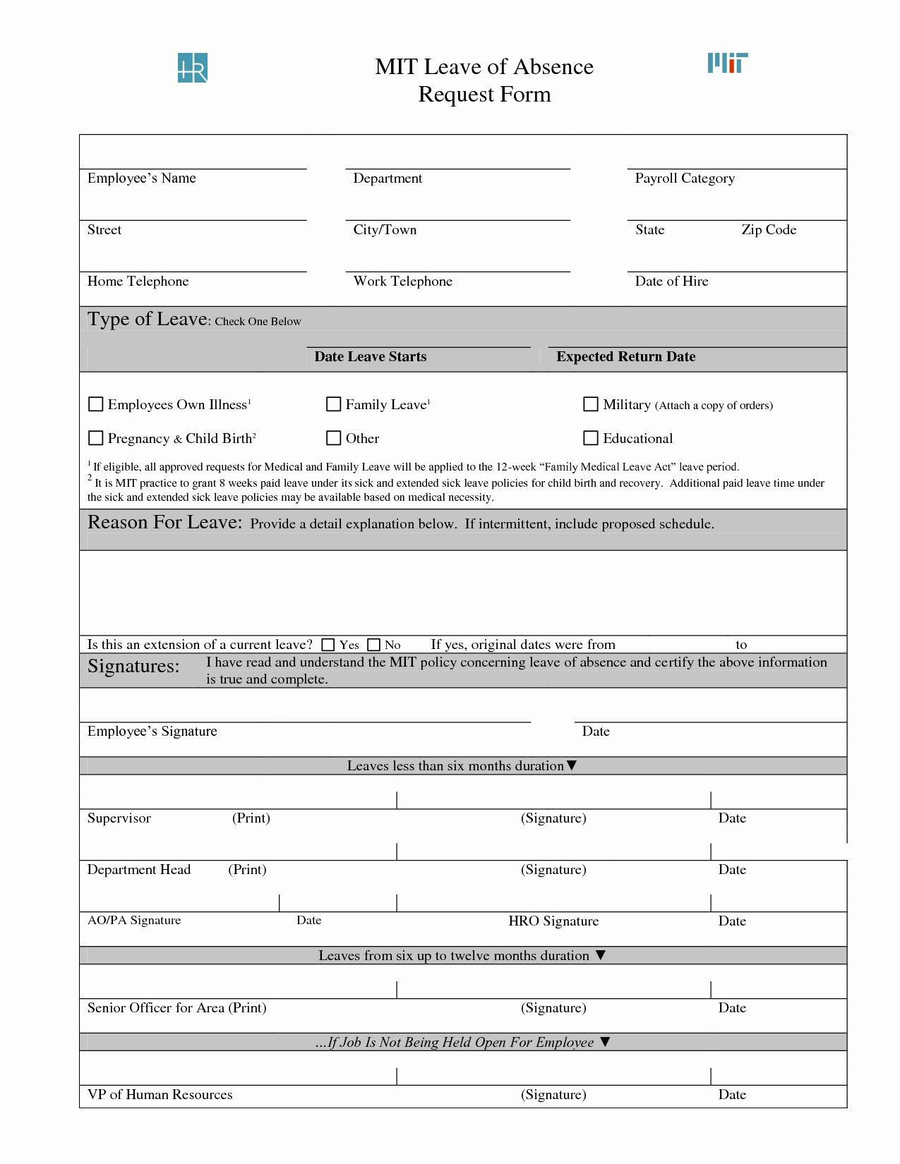 Leave Of Absence forms Template Elegant Application for Leave form