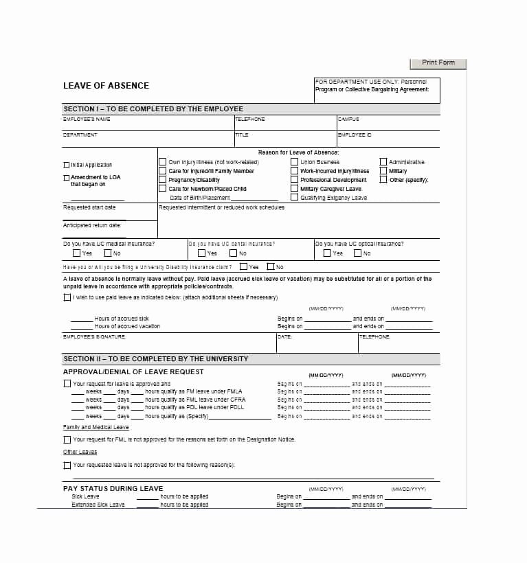 Leave Of Absence forms Template Lovely 45 Free Leave Of Absence Letters and forms Template Lab
