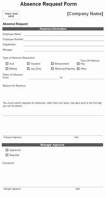 Leave Of Absence Templates Beautiful Absence Request form Template Sample