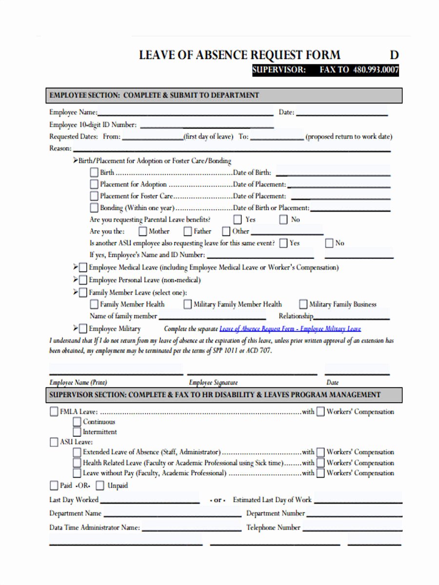 Leave Of Absence Templates Beautiful Free 29 Leave Request forms