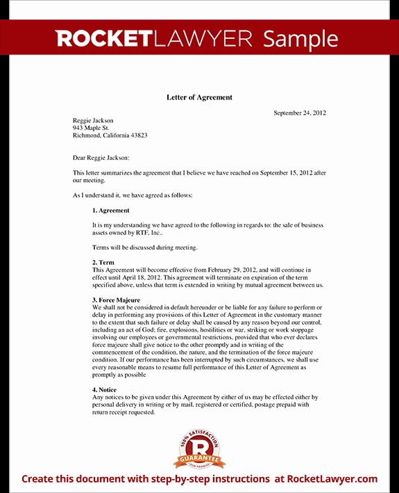 Letter Of Agreement Template Free Best Of Letter Of Agreement form Template with Sample