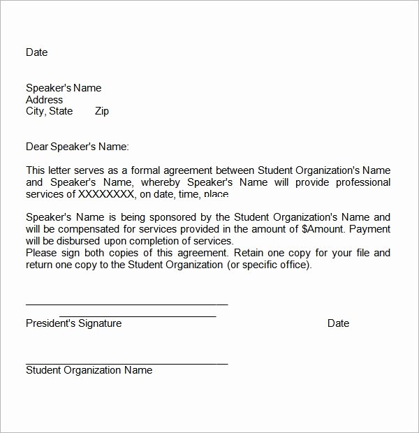 Letter Of Agreement Template Free Inspirational Free 16 Letter Of Agreement Templates In Pdf