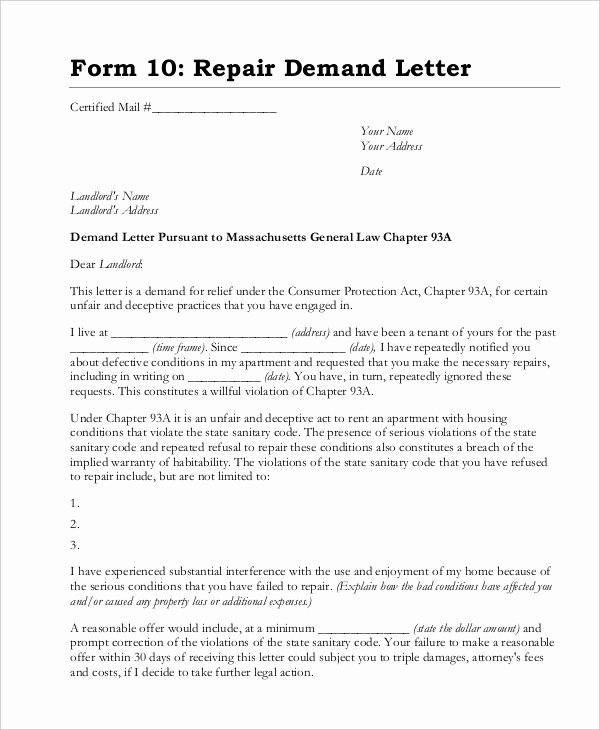 Letter Of Demand Template Free Inspirational Demand Letter Sample 14 Pdf Word Download Documents