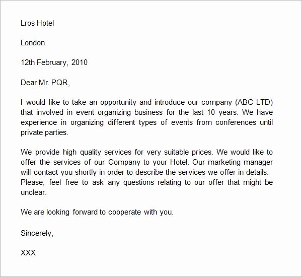 Letter Of Introduction Templates Inspirational Sample Business Introduction Letter
