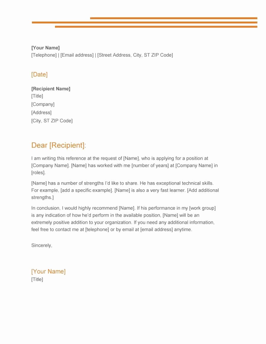 Letter Of Recommendation Template Free Fresh 43 Free Letter Of Re Mendation Templates &amp; Samples