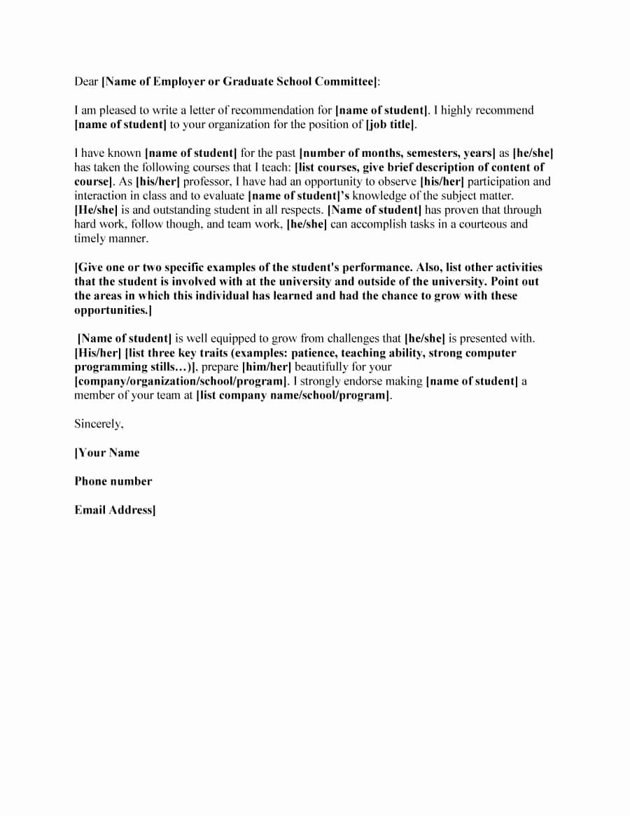 Letter Of Recommendation Templates Free Fresh 43 Free Letter Of Re Mendation Templates &amp; Samples