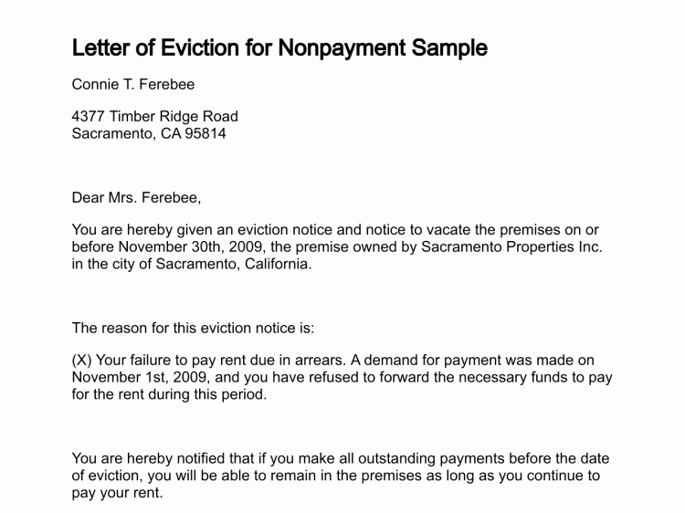 Letters Of Eviction Template Awesome Letter Of Eviction