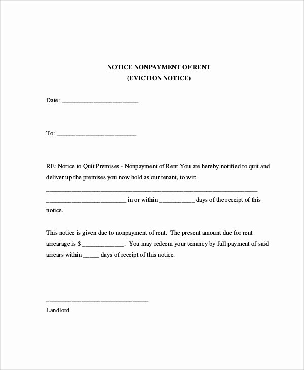 Letters Of Eviction Template Awesome Sample Eviction Notice for Nonpayment Rent