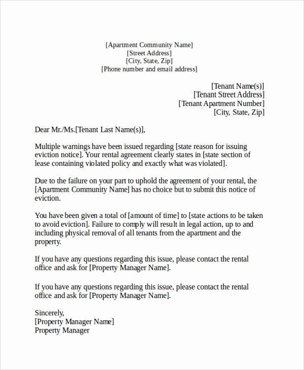 Letters Of Eviction Template Best Of Sample Notice Letter 21 Documents In Pdf Word