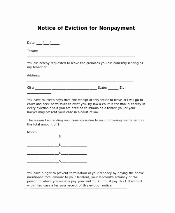 Letters Of Eviction Template Fresh Eviction Letters 10 Free Pdf Word Documents Download
