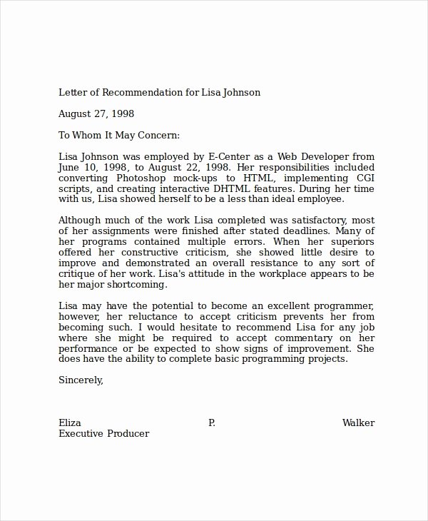 Letters Of Recommendation Template Lovely 19 Professional Reference Letter Template Free Sample