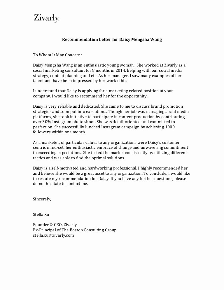 Letters Of Recommendation Template Lovely Re Mendation Letter From Ceo