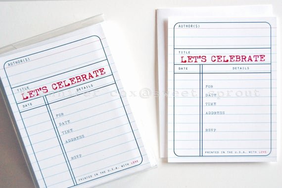 Library Card Invitations Template New Library Card Blank Invitation 5x7 with Envelope 10pack