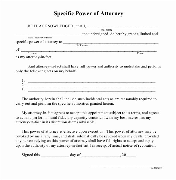 Limited Power Of attorney Template Best Of Power Of attorney Templates – 10 Free Word Pdf Documents