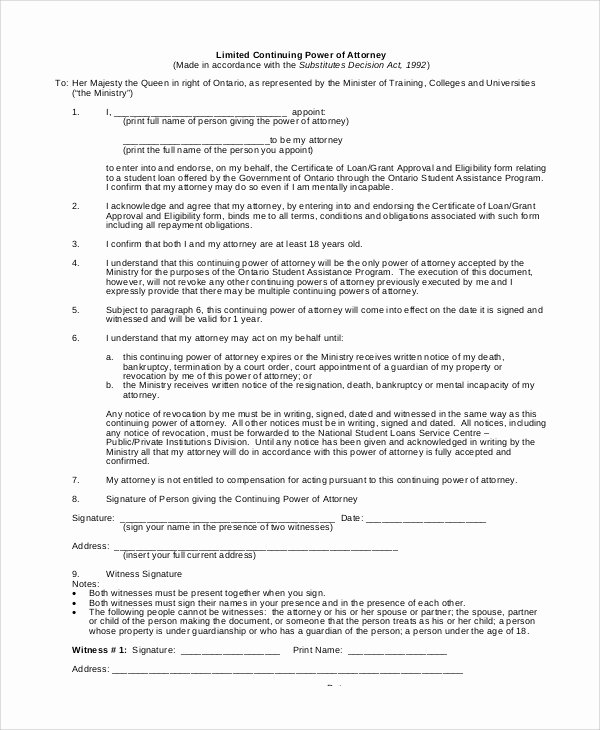 Limited Power Of attorney Template Best Of Sample Limited Power Of attorney form 10 Examples In