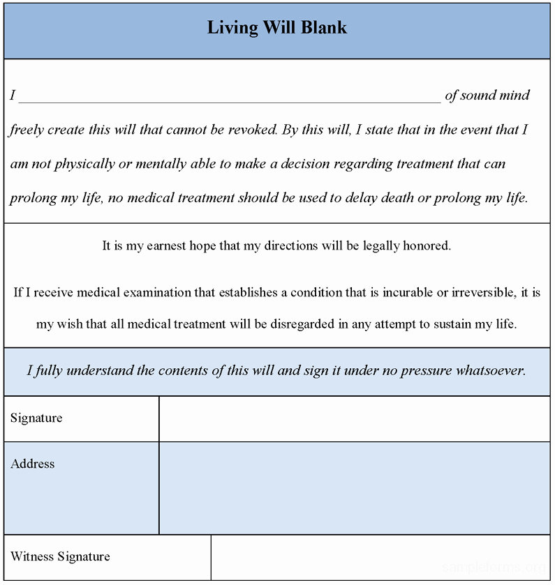 Living Will Template Pdf Elegant Living Will Blank form Sample forms