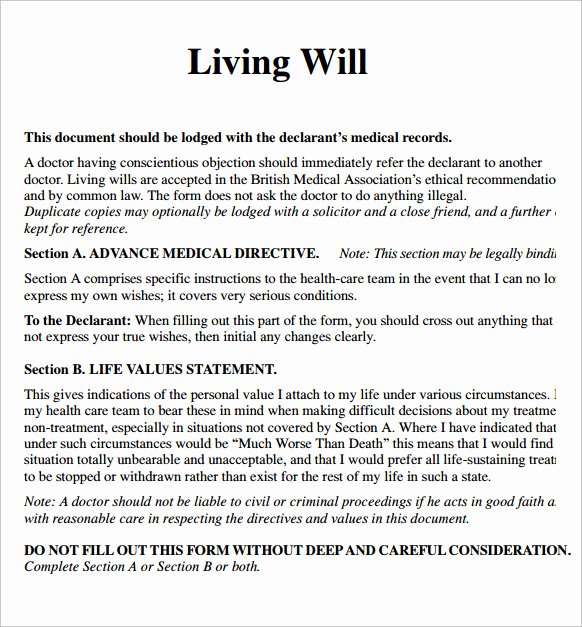 Living Will Template Pdf Lovely Sample Living Will – 7 Documents In Pdf Word