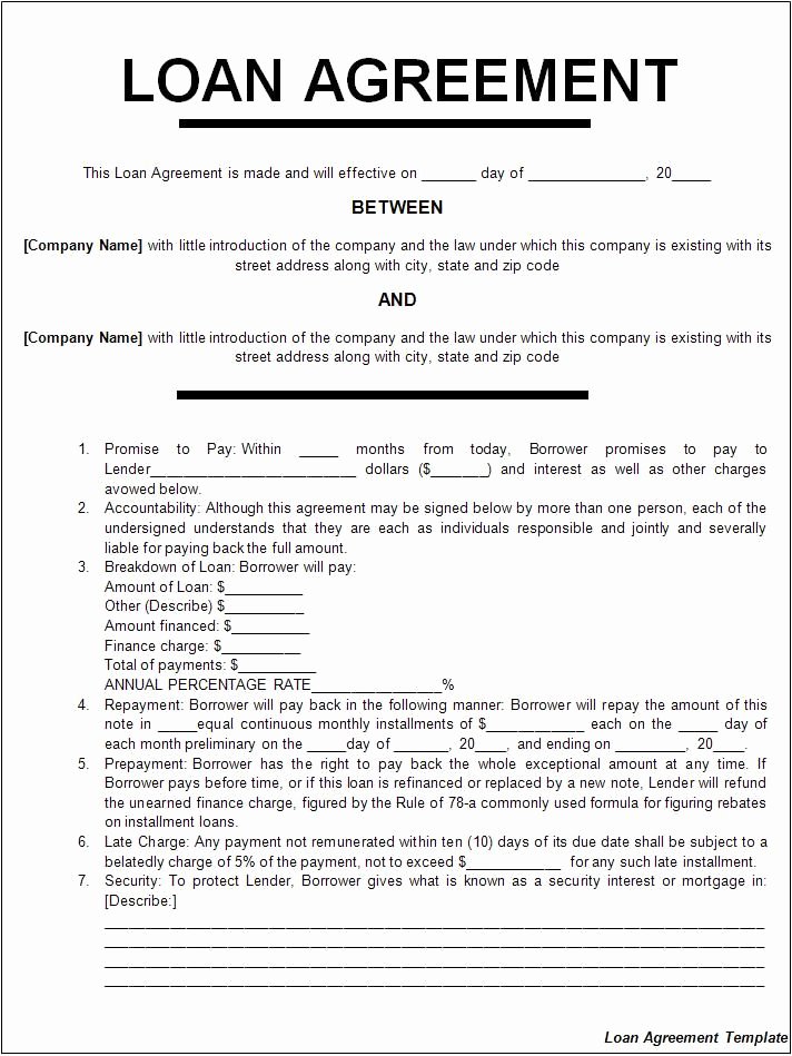 Loan Agreement Template Pdf Fresh Loan Agreement form Template Excel Images Template Loan