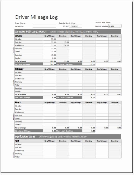 Log Sheet Template Excel Awesome Driver Mileage Log Sheet Template for Excel