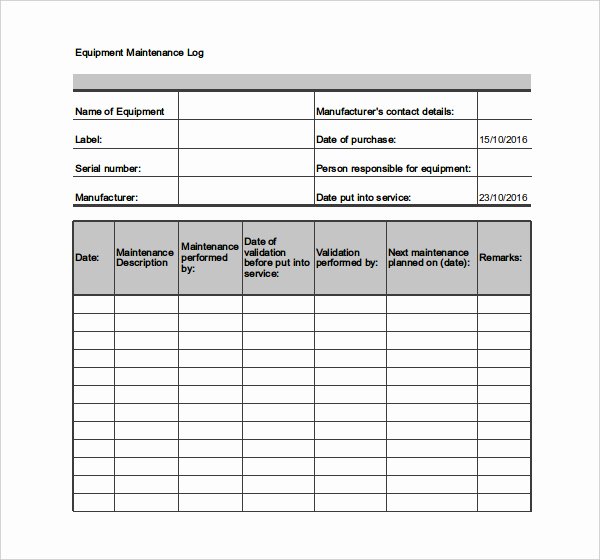 Log Sheet Template Excel Beautiful Equipment Maintenance Log Template Excel