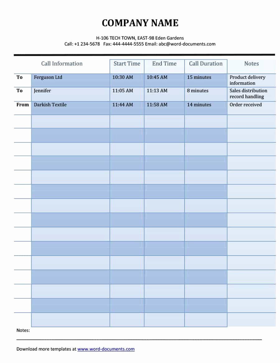 Log Sheet Template Excel Best Of 40 Printable Call Log Templates In Microsoft Word and Excel