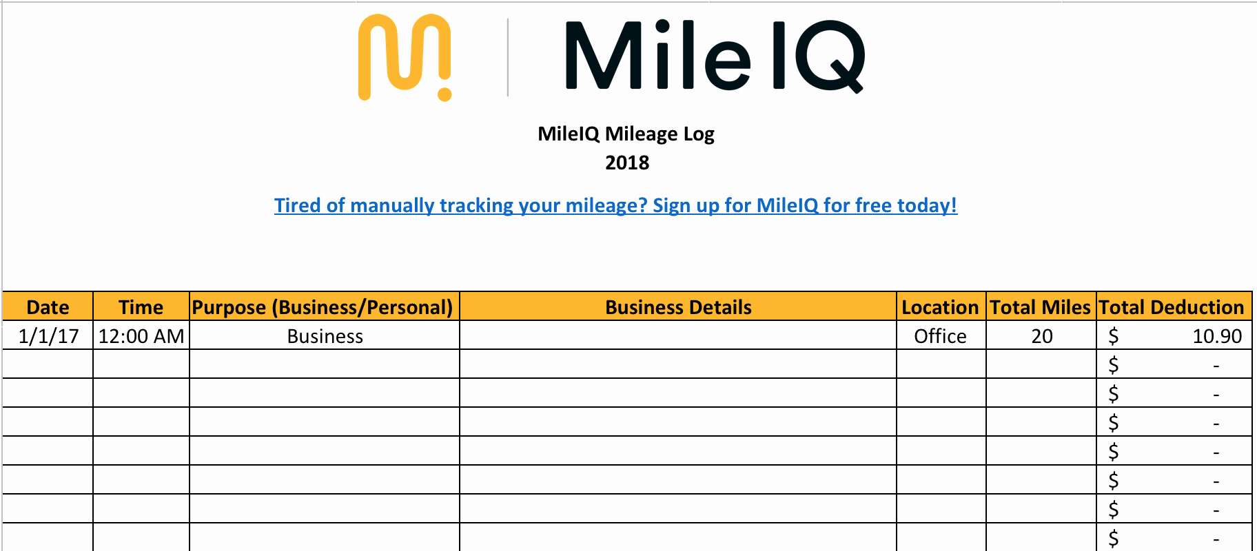 Log Sheet Template Excel Inspirational Free Mileage Log Template for Taxes Track Business Miles