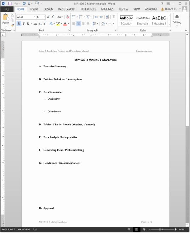 Market Analysis Report Template Awesome Simple Market Analysis Report Template In Word format