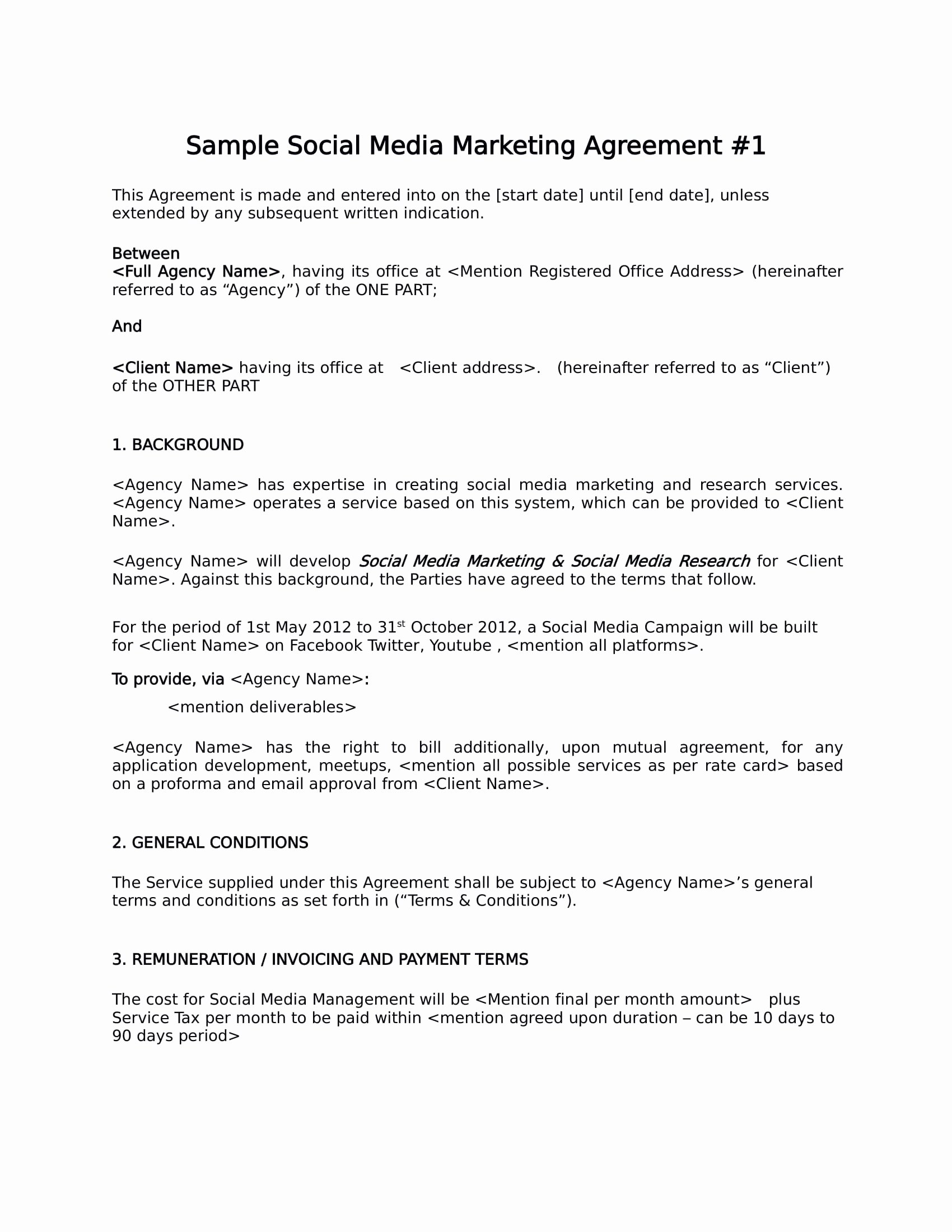 Marketing Agency Agreement Template Awesome 29 Marketing Agreement Templates and Examples Pdf Word