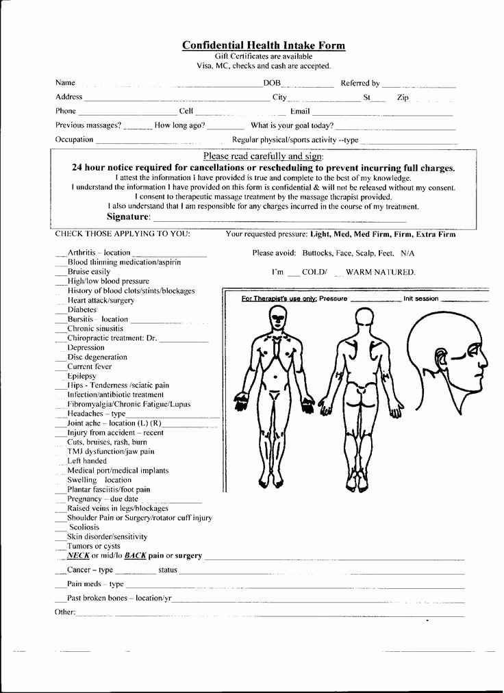 Massage therapy Intake form Template Best Of Massage therapy Intake form Intake form Ideas