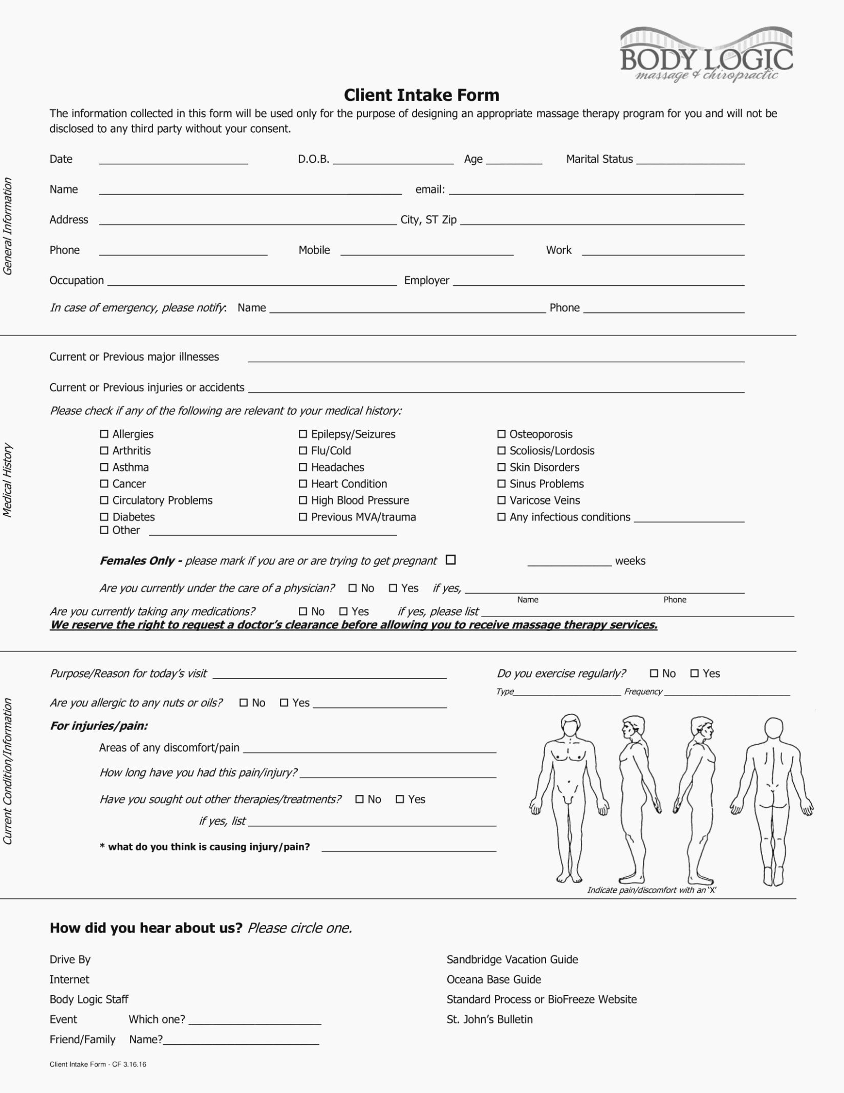Massage therapy Intake form Template Fresh Five top Risks