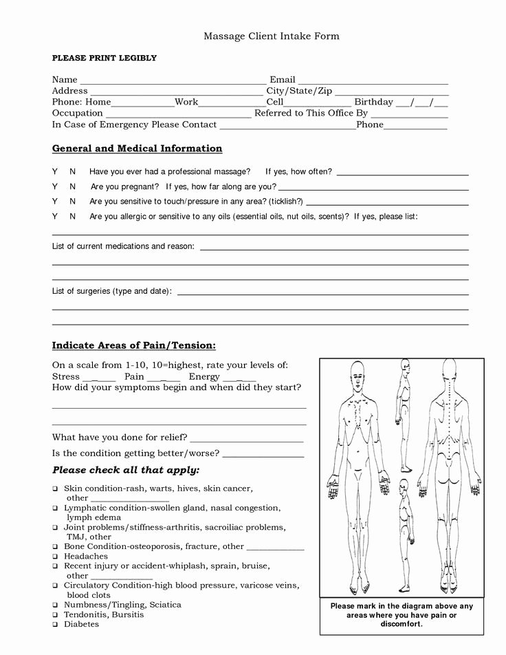 Massage therapy Intake form Template Fresh Pin by Tanna Pitre On Massage therapy