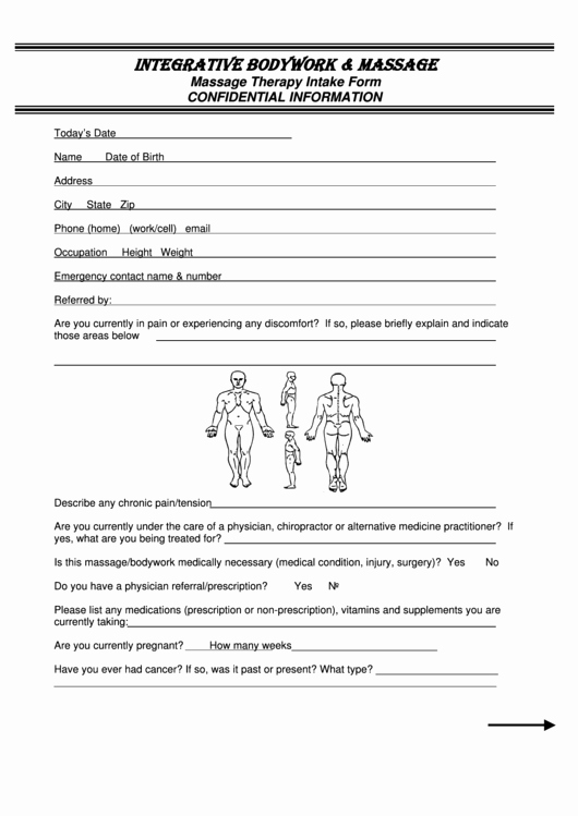 Massage therapy Intake form Template Inspirational Massage therapy Intake form Integrative Bodywork