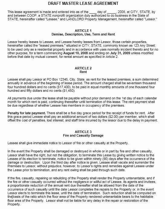 Master Lease Agreement Template Beautiful 13 Free Sample Fice Sublease Agreement Templates