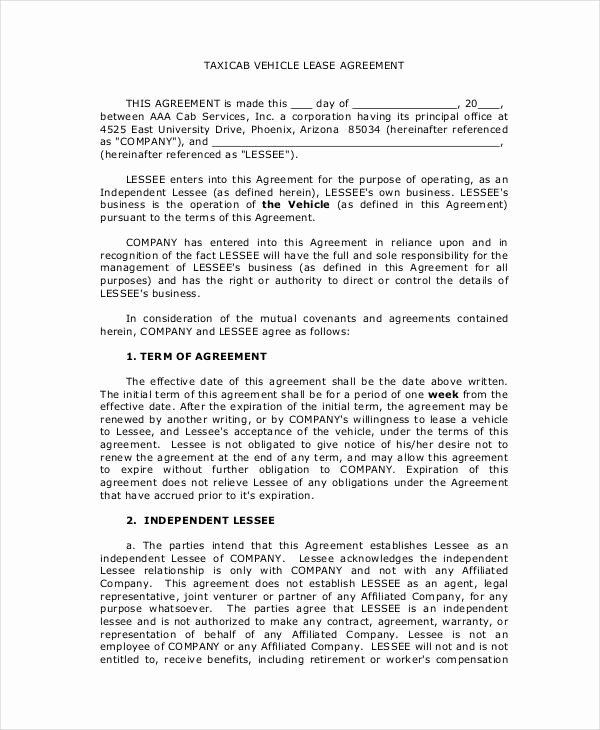 Master Lease Agreement Template Inspirational 14 Vehicle Lease Agreement Templates Docs Word