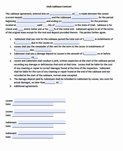Master Lease Agreement Template Luxury Sublease Agreement Contract Free Printable Documents