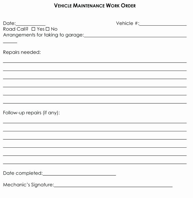 Mechanic Work order Template Word Awesome Mechanic Work order Template
