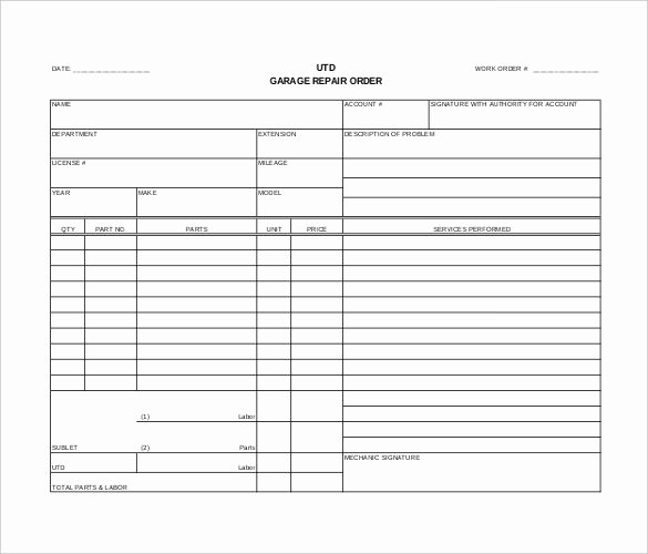 Mechanic Work order Template Word Elegant order Template – 20 Free Word Excel Pdf Documents