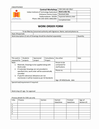 Mechanic Work order Template Word Lovely Work order forms Templates