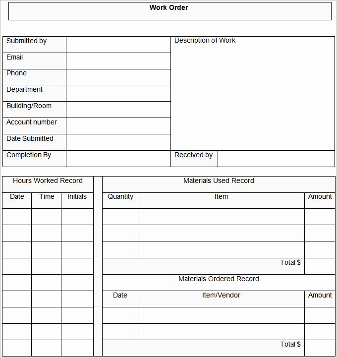 Mechanic Work order Template Word New Work order Template – 20 Free Word Excel Pdf Document