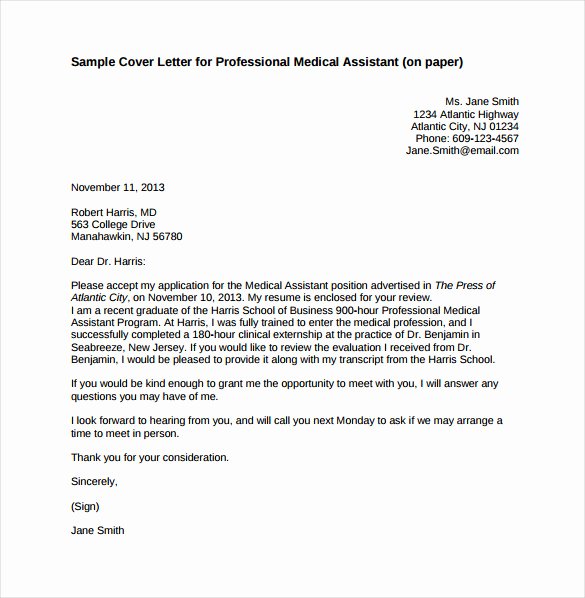 Medical assistant Cover Letter Templates New 15 Professional Cover Letter Templates Pdf Google Docs
