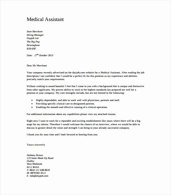 Medical assistant Cover Letter Templates Unique Medical Cover Letter Template 4 Free Word Pdf