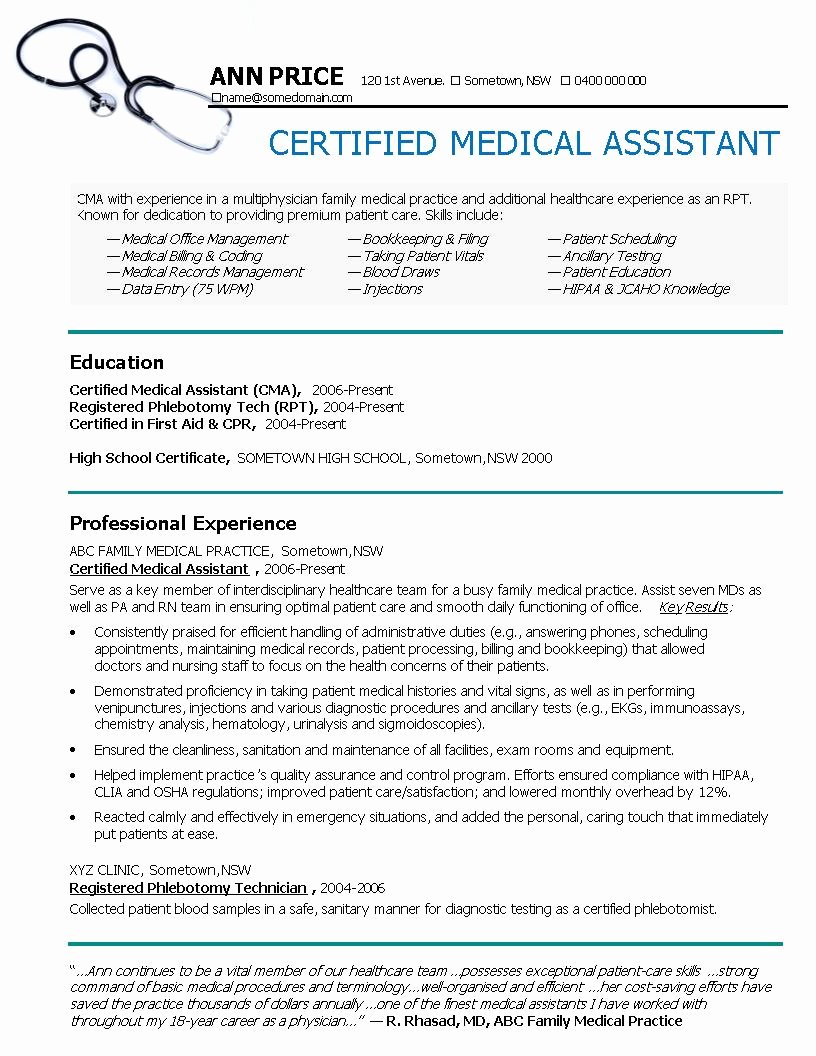 Medical assistant Resume Templates Best Of 24 Best Medical assistant Sample Resume Templates Wisestep