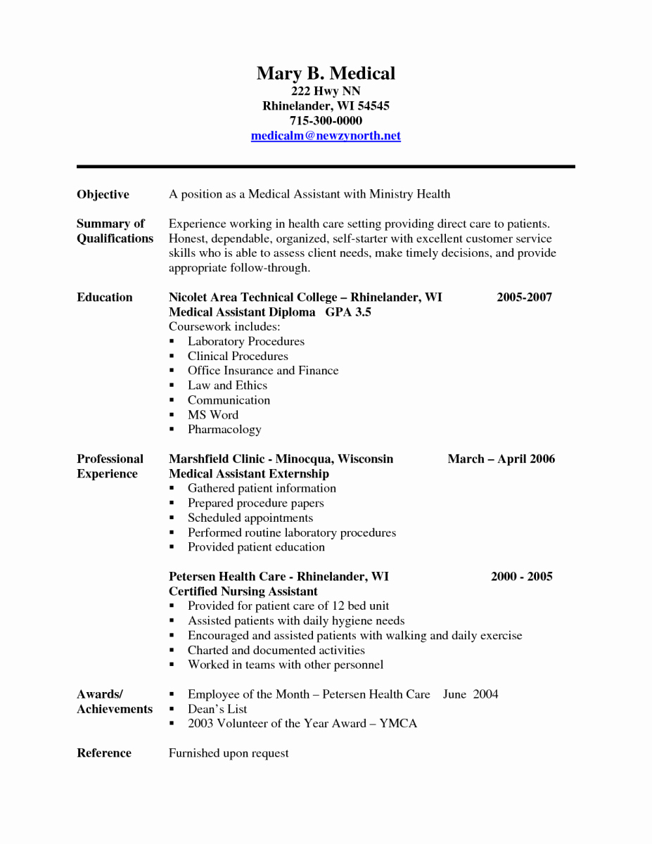 Medical assistant Resume Templates Best Of Sample Of A Medical assistant Resume