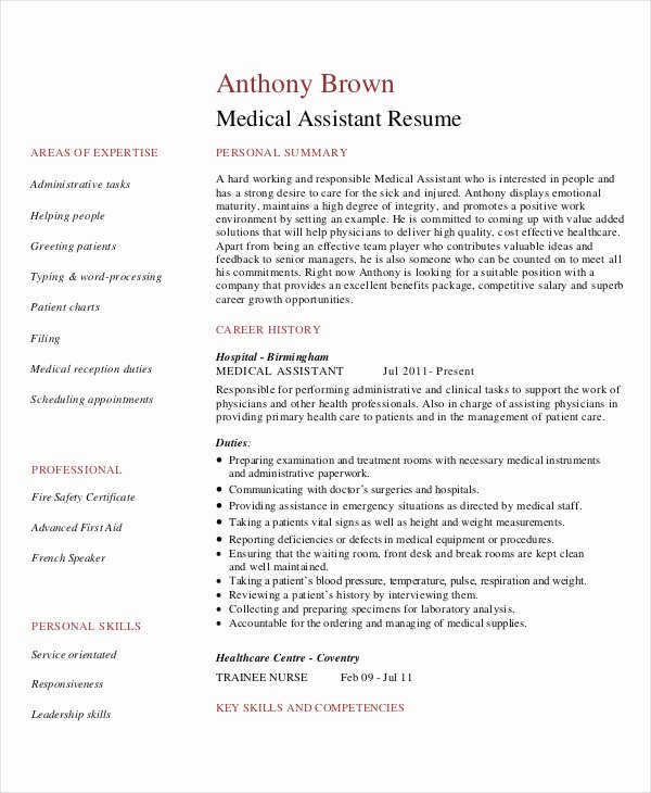 Medical assistant Resume Templates Fresh Generic Resume Template 28 Free Word Pdf Documents
