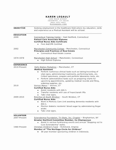 Medical assistant Resume Templates Lovely Sample Of A Medical assistant Resume 2016