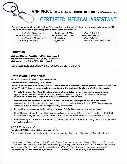 Medical assistant Resume Templates Luxury Medical assistant Resume Sample