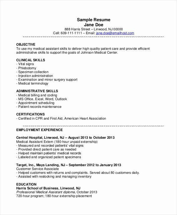Medical assistant Resume Templates New 10 Medical assistant Resume Templates Pdf Doc