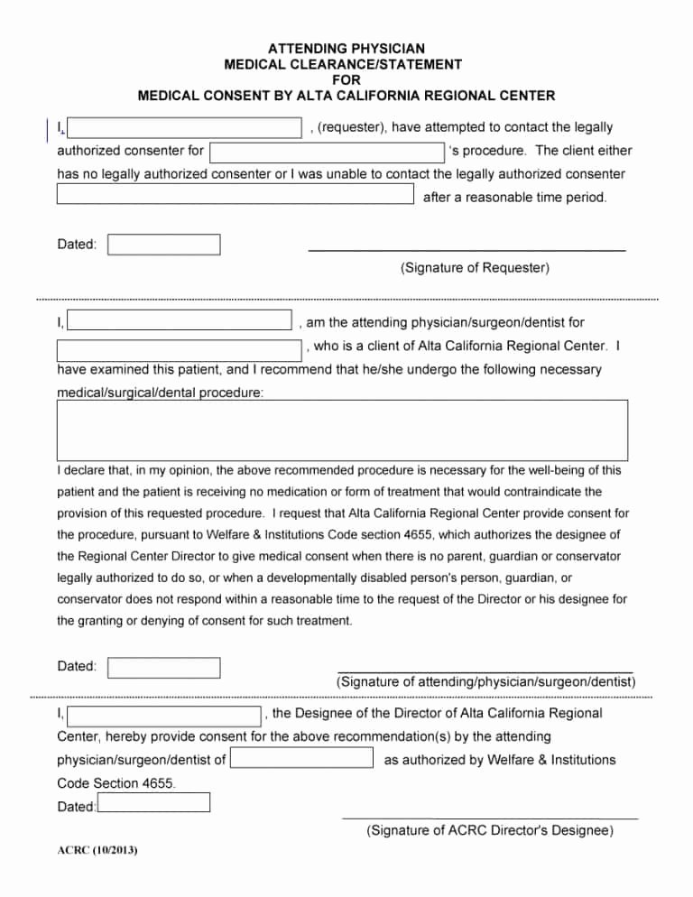 Medical Authorization form Template Elegant 45 Medical Consent forms Free Printable Templates