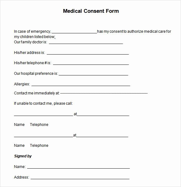 Medical Consent form Templates Best Of Medical Consent form Minor Child Treatment Template